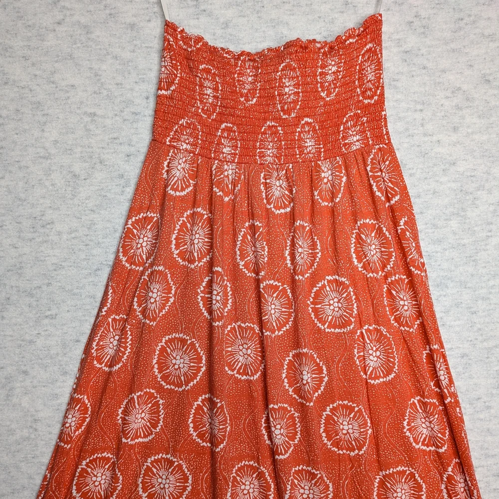 Velvet by Graham & Spencer Bandeau Strapless Orange Cotton Silk Maxi Dress Sz M - Picture 8 of 11